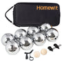 Homewit Boule Set mit 8 Metallkugeln, Petanque Spiel mit Tragetasche, vier Linienmuster auf den Kugeln