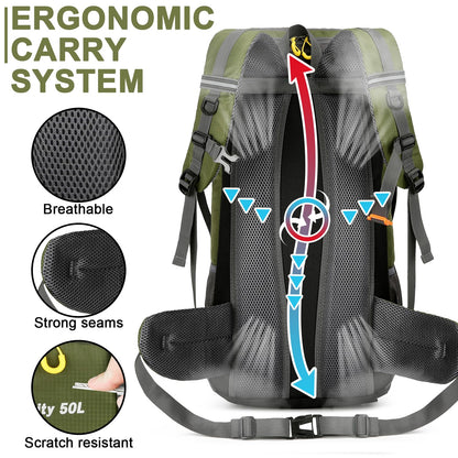 jianyana Wanderrucksack 50L Trekkingrucksack mit Regenhülle