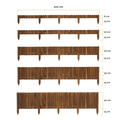 Garronda Rasenkante aus Holz, Rollborder 200 x 30 cm, dunkelbraun