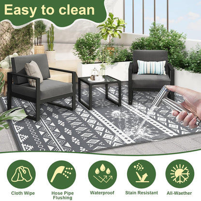 MOKANI Outdoor Teppich wetterfest, wendbar, 180x270 cm, Grau