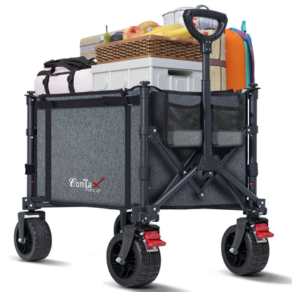 COMLAX FIELD Bollerwagen faltbar mit All-Terrain-Rädern, 120 l, grau, für Strand, Garten und Camping