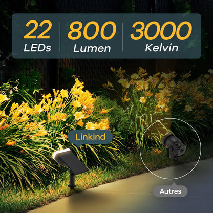 Linkind Solarstrahler Garten 800 lm, 3000 K warmweiss, IP65, 6 Stück