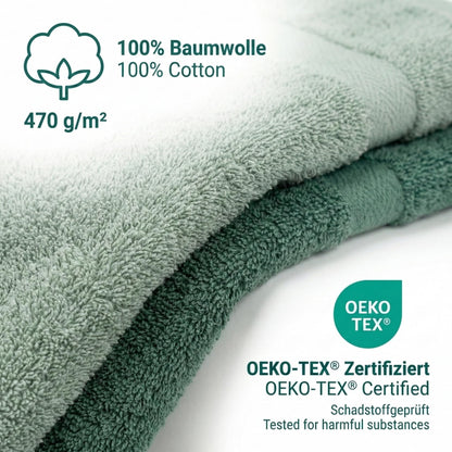 Betz Handtuch-Set 12-teilig, 100% Baumwolle, heugrün/tannengrün