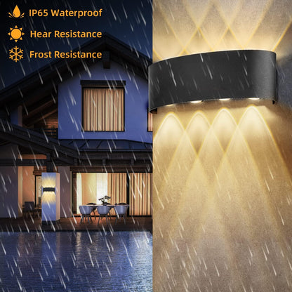 Lureshine LED Wandleuchte Up & Down 8W 3000K IP65 Schwarz 2er-Set