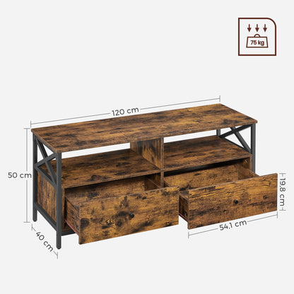 VASAGLE LTV300B01 TV-Schrank - Vintagebraun-Schwarz 120cm