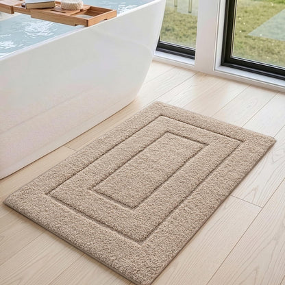 DEXI Badematte Mikrofaser rutschfest, Badteppich Beige 60 x 110 cm