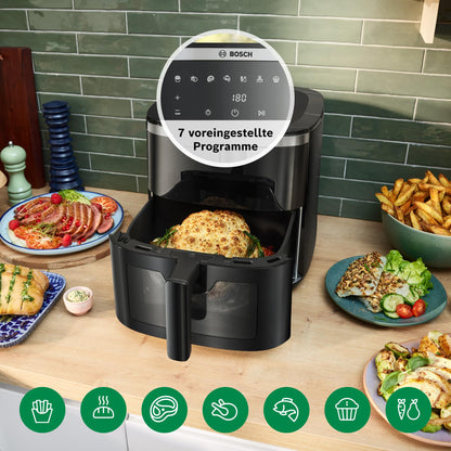 Bosch Serie 6 MAF671B0 Heissluftfritteuse XXL 7.2L - Schwarz