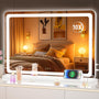 Hasipu LED Kosmetikspiegel 80x50cm dimmbar Touchscreen. Rechteckiger LED-Spiegel. Dient Make-up und Pflege mittels dimmbarer LED-Beleuchtung und Touchscreen-Steuerung.