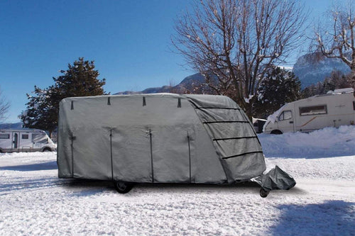 BRUNNER Caravan Cover 7241463N Schutzhülle 550-600 cm silber. Silberne, witterungsbeständige Abdeckung für Caravans von 550-600 cm Länge.