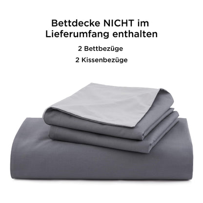 Bedsure Wendebettwäsche Set 135x200 Baumwolle 4teilig Anthrazit