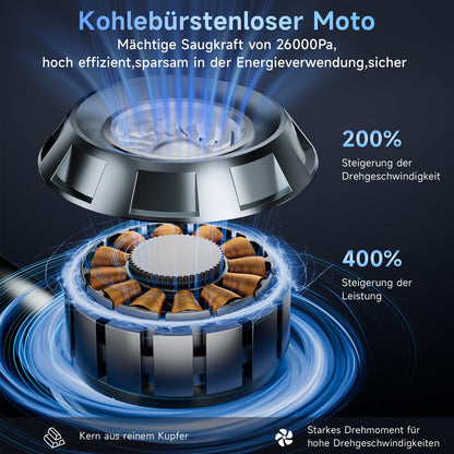 HOVIN Akku Handstaubsauger kabellos 26000 Pa mit HEPA-Filter
