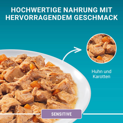 PURINA ONE Sensitive Katzenfutter Nass mit Huhn, 12er Pack