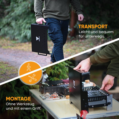 SCHNEIDERFREUDE Klappgrill – DEKRA-geprüfter Holzkohle-Campinggrill