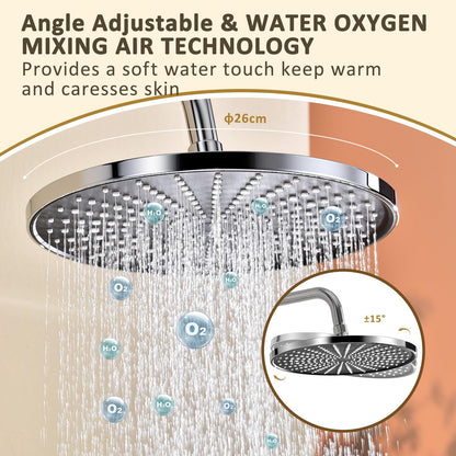 KeeGone Duschsystem mit Armatur, 26 cm Regendusche, höhenverstellbar