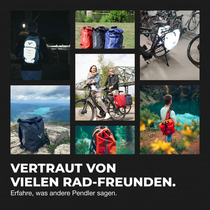 Valkental UrbanX 2in1 Velotasche & Rucksack, wasserdicht, 28 L