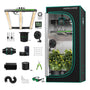 Mars Hydro Smart Growzelt Komplettset FC1500 80x80x160cm App Steuerung. Schwarzes, rechteckiges Zelt zur kontrollierten Pflanzenzucht im Innenbereich.