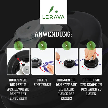 LERAVA Fadenkopf für Motorsense M10x1.25, Tap & Go, Stahlknauf