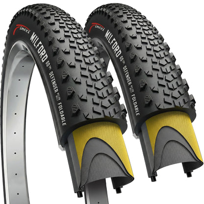 Fincci Gravel Faltreifen 28 Zoll 700x40c – Paar mit Pannenschutz, Fahrradreifen mit Gravel-Profil