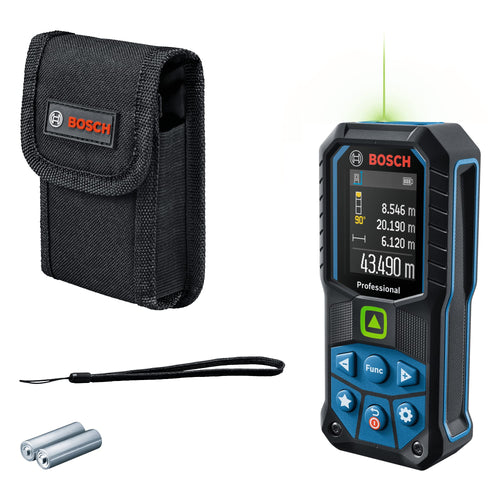 Bosch Professional GLM 50-23 G Laser-Entfernungsmesser, grün, kompakt. Misst präzise Längen, Flächen & Volumen per Laser.
