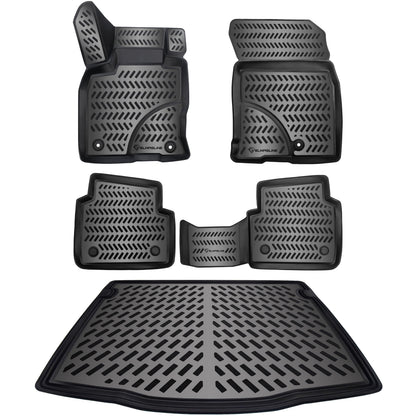 ELMASLINE Ford Kuga 3 (19-26) 3D Gummimatten & Wanne Set – Hoher Rand. Schwarzes Set schützt den Kuga-Innenraum vor Schmutz/Nässe.