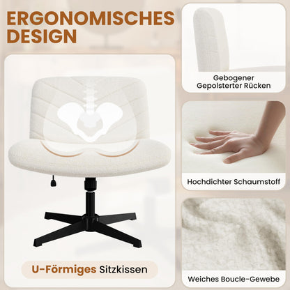 Yaheetech Schneidersitz Bürostuhl Schreibtischstuhl - Elfenbein