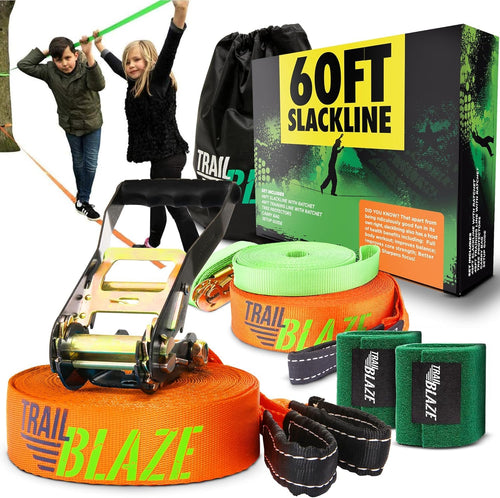 ActiveLine Slackline Anfänger-Komplettset – mit Baumschutz & Tasche: Gurtband, Spanner, Baumschutz für Balancieren.