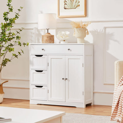 Yaheetech Badschrank mit 4 Schubladen und Fach - Weiss