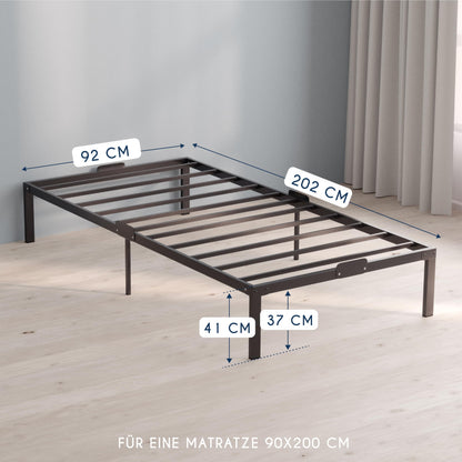 Dreamzie Bettgestell 90x200 Metall Lattenrost – 41cm Höhe