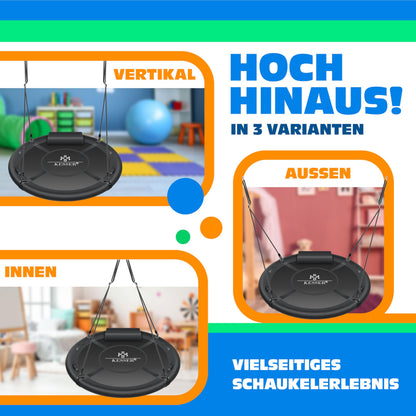 KESSER Nestschaukel Rundschaukel Ø 100cm mit Kissen Anthrazit