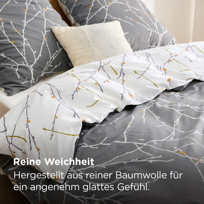 BEDSURE Bettwäsche-Set 220x240 cm Baumwolle Grau 3-teilig