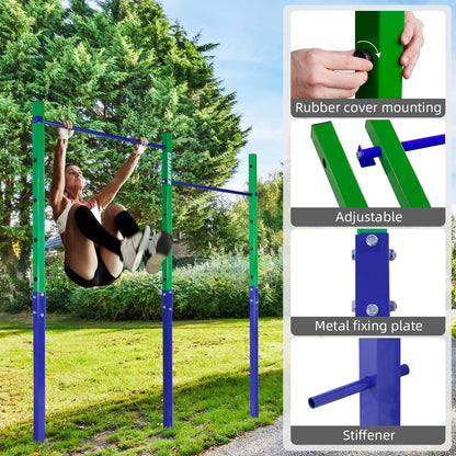 ZERRO Reckstange Outdoor doppelte Turnstange - grün-blau