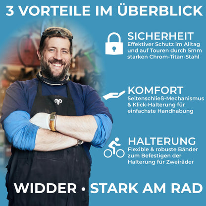 Widder Merkur Faltschloss 99 cm, Sicherheitsstufe 15, mit Halterung