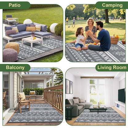 MOKANI Outdoor Teppich wetterfest, wendbar, 180x270 cm, Grau