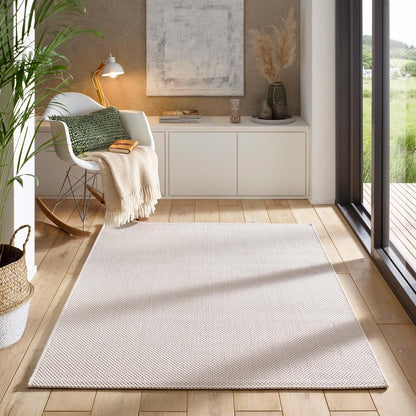 Taracarpet In- & Outdoor Teppich Flachgewebe Creme Weiss 140x200 cm