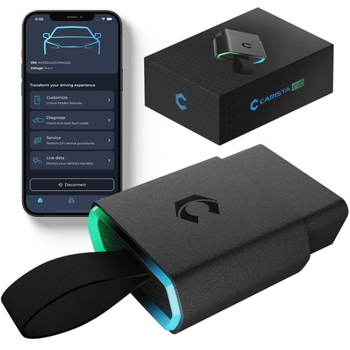 Carista EVO Bluetooth OBD2 Diagnose Adapter für Fahrzeuge. Kompakt, schwarz. Zur drahtlosen Fahrzeugdiagnose, liest Fehlercodes.