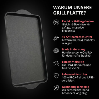 Lieblingspfanne Teppanyaki Grillplatte XXL 43x28 cm aus Aluminiumguss