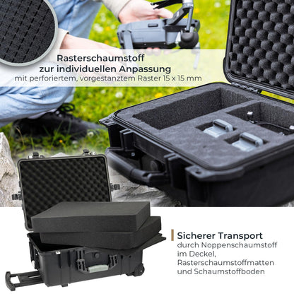 HMF ODK400 Outdoor-Trolley, Fotokoffer mit Rasterschaumstoff, schwarz
