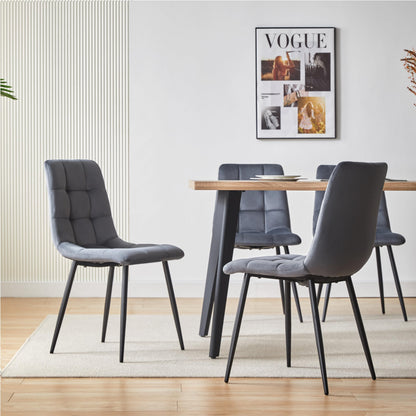 Deuline Milano Esszimmerstühle Samtbezug Grau 4er-Set