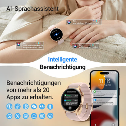 Fitpolo AR01 Smartwatch mit Telefonfunktion, AMOLED Display, Rosa
