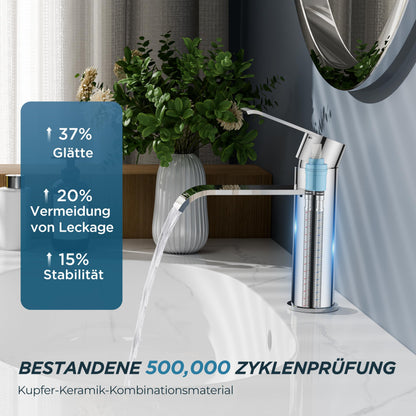 FORIOUS Waschtischarmatur Einhandmischer mit Wasserfall-Auslauf