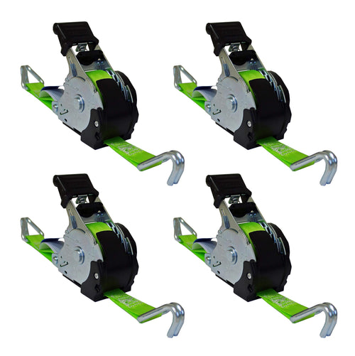 SHZ Automatik Spanngurt mit Spitzhaken 3,5 m x 25 mm 340 daN 4er-Set, selbstaufrollend, zur Ladungssicherung