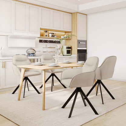 Goeurvant Esszimmerstühle 6er Set, 360° drehbar, Leinen, Beige