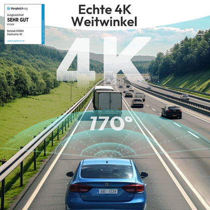 BOTSLAB Dashcam 4K GPS WiFi Dual Autokamera – Vorne/Hinten 64GB