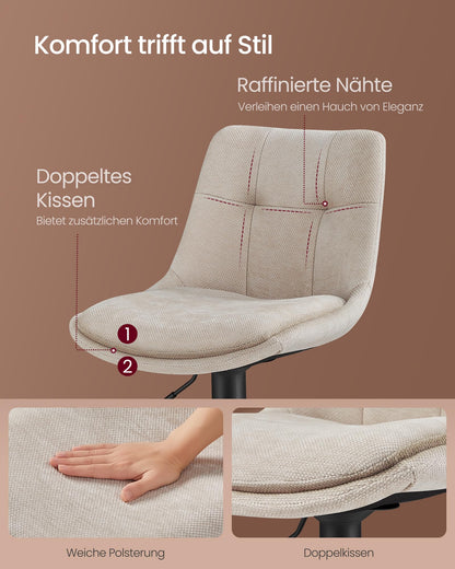 VASAGLE Barhocker 2er Set höhenverstellbar - Cremeweiss