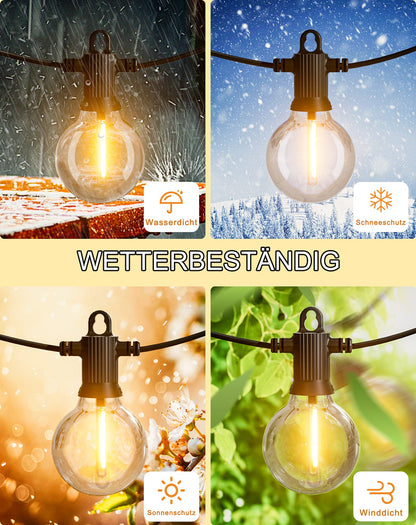 Zuske LED-Lichterkette Aussen 30 m, IP65 mit 50+2 G40 Birnen