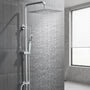 Auralum Regendusche Duschsystem Edelstahl ohne Armatur 30x30 cm Chrom, eckiger Duschkopf, höhenverstellbare Duschstange