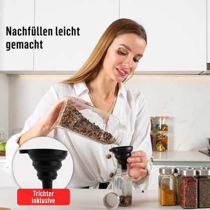 Deco haus Gewürzgläser eckig, 36er Set mit Streueinsatz & Etiketten