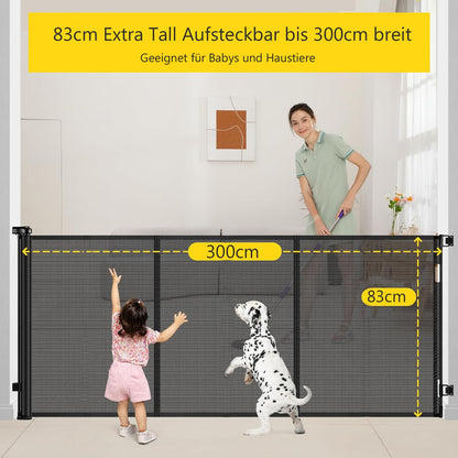 Eyeleaf Treppenschutzgitter ausziehbar 0-300 cm für Kinder, schwarz