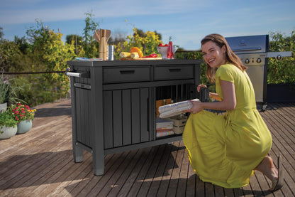 Koll Living Servicetisch BBQ XXL Grilltisch mit Stauraum anthrazit