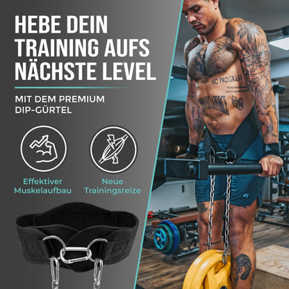 PULLUP & DIP Dip Gürtel mit Kette und 3 Karabinern, Gewichtsgürtel